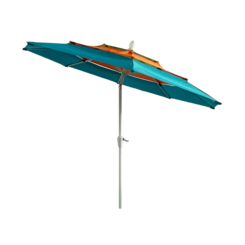 Aluminum Market Umbrella With Auto Crank&Tilt, With Three-Tier Canopy