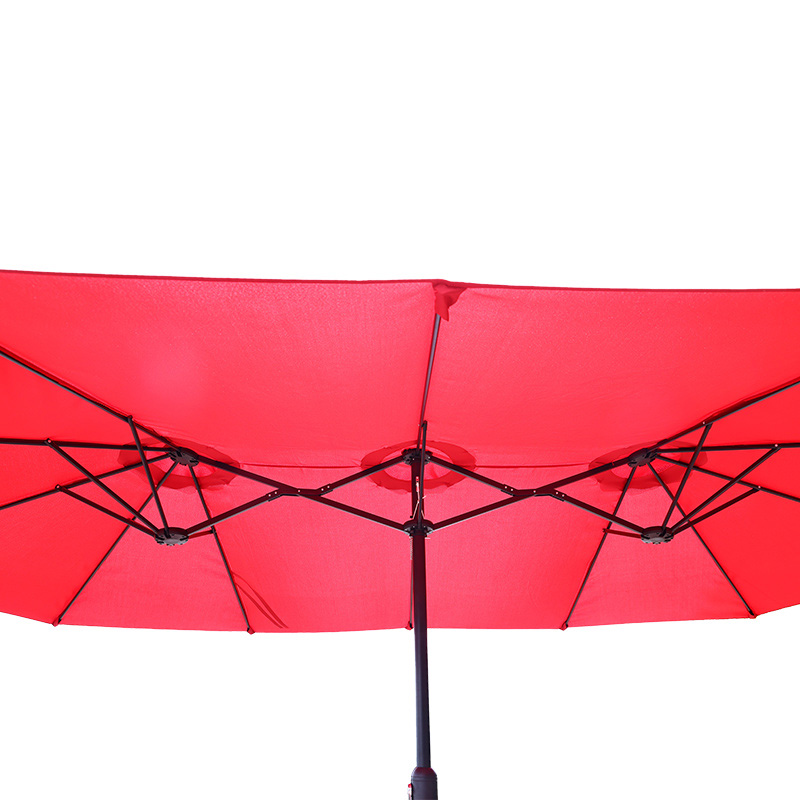 15ft  Outdoor Double-Sided Rectangle Market Umbrella with Stand
