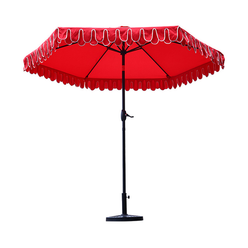 Aluminum Market Umbrella  With Crank, With Auto Tilt. Canopy With Double Flap