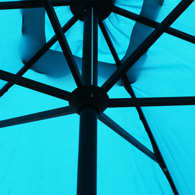 2mx3m Steel/Alum. Market Umbrella With Crank, With LED Light, With Solar Panel