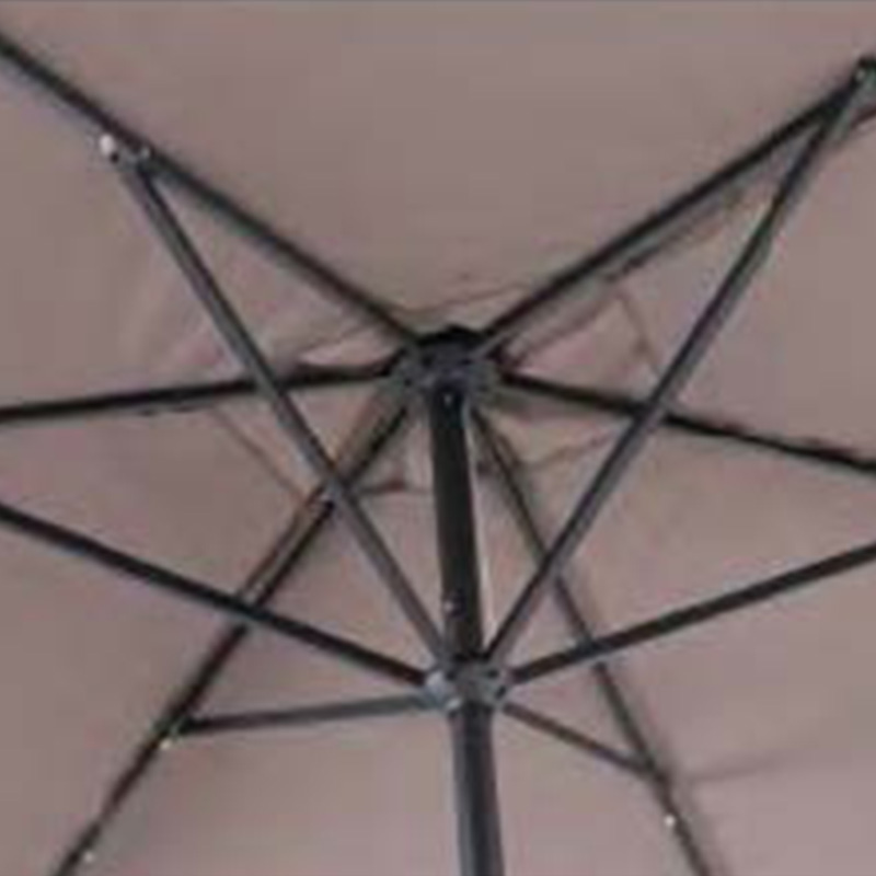 2mx3m Steel/Alum. Market Umbrella With Crank, With LED Light, With Solar Panel